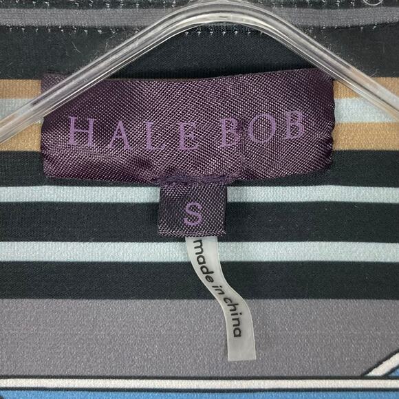 NWOT HALE BOB Blouse S Chains-Rope Leaf Faux Wrap Long Sleeve Lined Stretchy - Picture 3 of 11